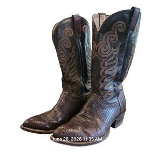 Cowtown Men's Western Cowboy Boots 10D Brown Lizard Print Leather Pointed Toe